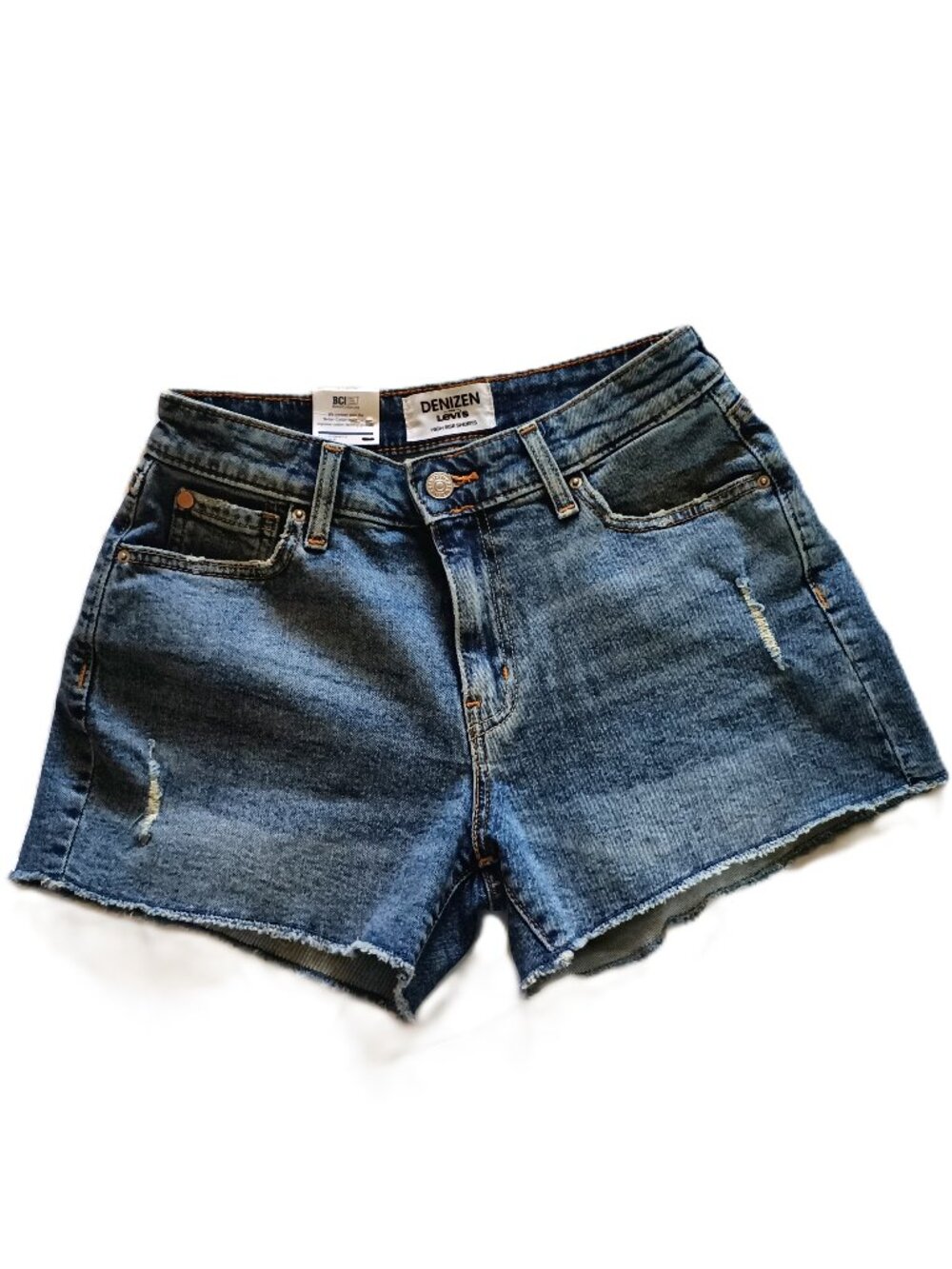 Levi's Denizen High Rise 3" Distressed Shorts W26 Sz 2